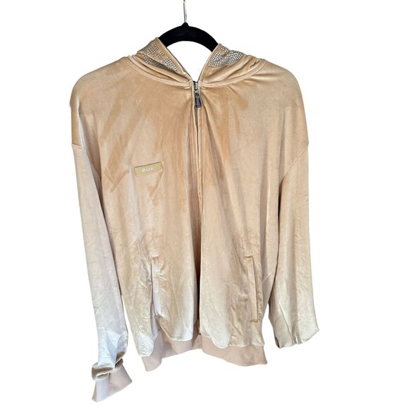 Guapi Rhinestone Skull Velour Full Zip Hoodie Tan Limited Edition Size XXXL NEW - Picture 2 of 9